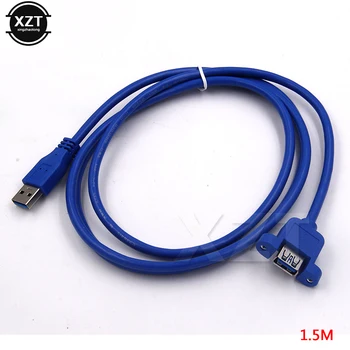 1PCS USB 3.0 Cable de Extensión con Panel de Montaje orificio de bloqueo del conector de adaptador de 0,3 M 1M 1.5 M de Transmisión de hombre a Mujer Imagen