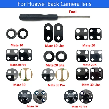 2Pcs de Atrás de la Cámara de Vidrio Para Huawei Mate 10 20 30 40 20X Pro Lite de la Cámara de Cristal Con Pegamento Adhesivo Imagen