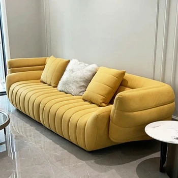 El estilo italiano de la luz lujo moderno simple tamaño de apartamento diseñador Nórdicos neto rojo creativo de empalme banana boat tela de sofá Imagen